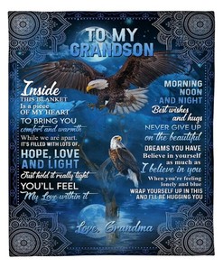 To My Grandson Hugging You Fleece Blanket Family Comfy Cozy