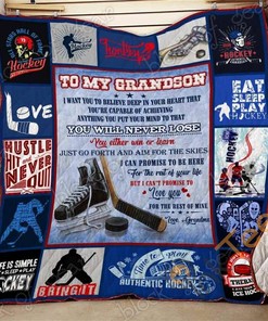 To My Grandson, Ice Hockey Quilt Blanket Bedding Set