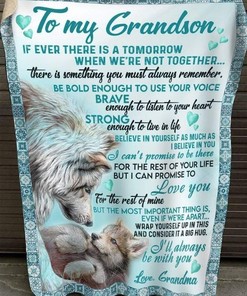 To My Grandson I'll Always Be With You Fleece Blanket Quilt Blanket Bedding Set For Grandson Brithday From Grandma To Grandson
