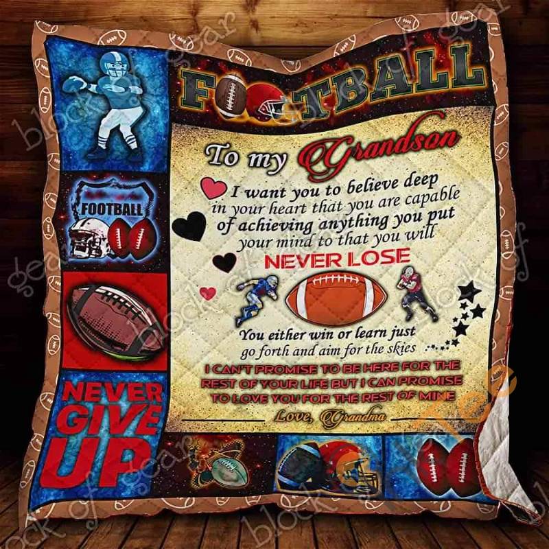 To My Grandson, Keep Plays Football Quilt Blanket Bedding Set