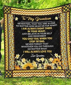 To My Grandson Never Feel That Quilt Blanket Bedding Set