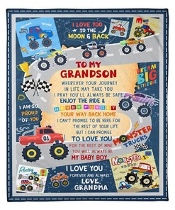 To My Grandson To Love You Fleece Blanket Family Gift Home Decor