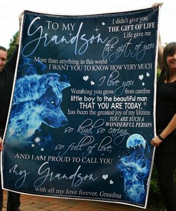 To My Grandson Wolf You Are So Kind Caring And Full Of Love From Grandma Fleece Blanket Quilt Blanket Bedding Set
