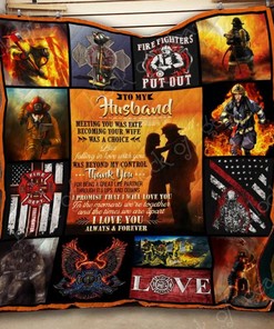 To My Husband Firefighter Quilt Blanket Bedding Set
