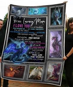 To My Mom Dragon You Are The World From Children Fleece Blanket Quilt Blanket Bedding Set