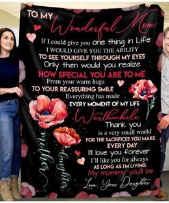 To My Mom Fleece Blanket Quilt Blanket Letter From Daughter For Mom Family Blanket
