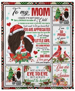 To My Mom From Daughter You Are My Sunshine Merry Christmas Fleece Blanket For Mother For Christmas