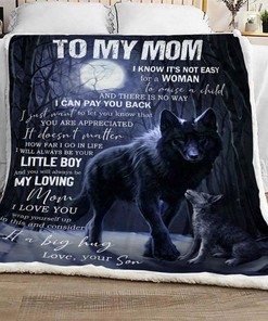 To My Mom My Loving Mom I Love You Wolf Fleece Blanket Quilt Blanket Bedding Set For Mom From Son To Mom