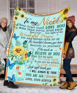To My Niece Art Print Butterfly And Sunflower Blanket Blanket For Girl For Daughter Birthday Anniversary