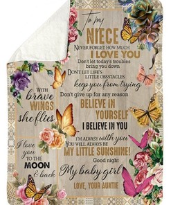 To My Niece Butterfly You'll Always Be My Little Sunshine Blanket From Auntie Birthday