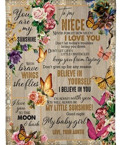 To My Niece Good Night My Baby Girl Butterfly Flower Blanket For Niece From Auntie Birthday