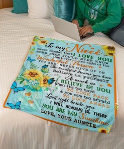 To My Niece Sunflower Never Forget That I Love You Blanket For Niece From Auntie Birthday