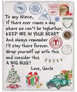 To My Niece Wrap Yourself Up Consider Big Hug Keep Me In Your Heart Christmas Xmas From Uncle Blanket Christmas Ideas
