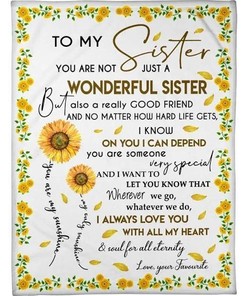 To My Sister Beautiful Gift Fleece Blanket for Home Décor