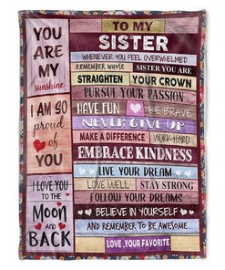 To My Sister Blanket I Love You To The Moon And Back For Sister Family