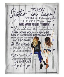To My Sister In Law Blanket Fleece Blanket I Would Punch Her In The Face And Go Find You