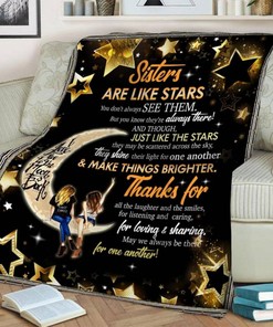 To My Sister Love You To The Moon Fleece Blanket For Sister Family Birthday75