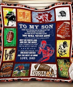 To My Son, American Football Quilt Blanket Bedding Set