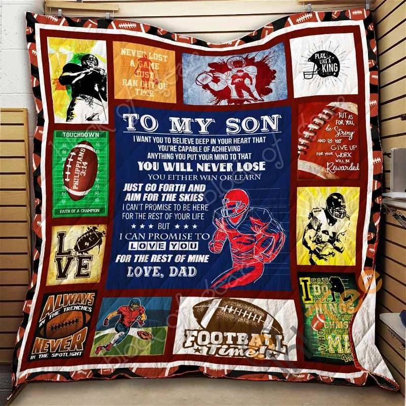 To My Son, American Football Quilt Blanket Bedding Set