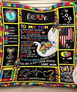 To My Son, Autism Awareness Quilt Blanket Bedding Set