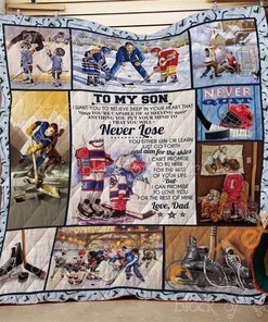 To My Son, Ice Hockey Quilt Blanket Bedding Set With Pilliwcases Option
