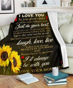 To My Son Sunflower From Mom Sherpa Blanket Fleece Blanket Gifts for Fans