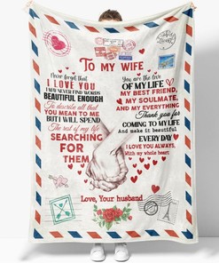 To My Wife You're My Best Friend Heart Love Letter Blanket For Wife From Husband Birthday