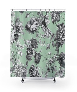 Toile Shower Curtain, Vintage Inspired Bathroom Decor