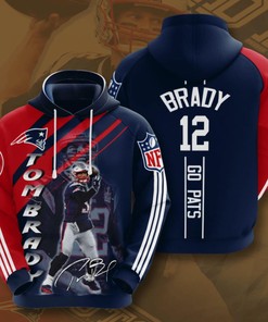 Tom Brady 12 Go Pats 3D Hoodie