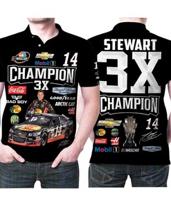 Tony Stawart Nascar Champion 3x Signatures 3D All Over Print Polo Shirt