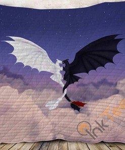 Toothless And Light Fury 3 Quilt Blanket Bedding Set with Customizable Name or Sentence