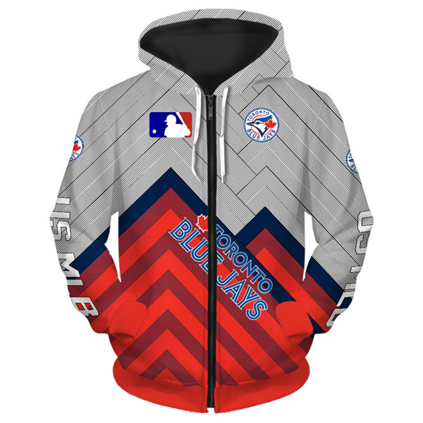 Toronto Blue Jays Hoodie 3D Baseball Zip Hoodie for Fans