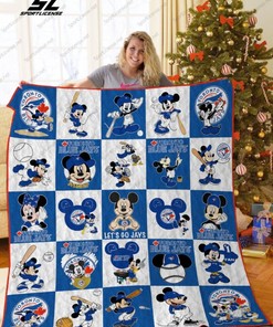 Toronto Blue Jays Mickey Let's Go Jays Quilt Blanket Bedding Set