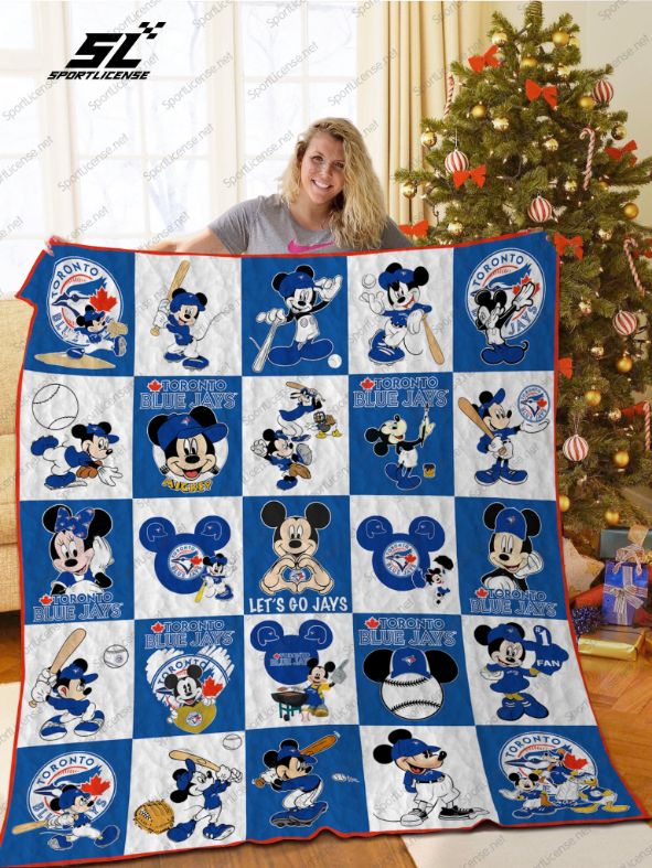 Toronto Blue Jays Mickey Let's Go Jays Quilt Blanket Bedding Set