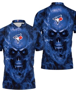 Toronto Blue Jays Mlb Fans Skull 3D All Over Print Polo Shirt
