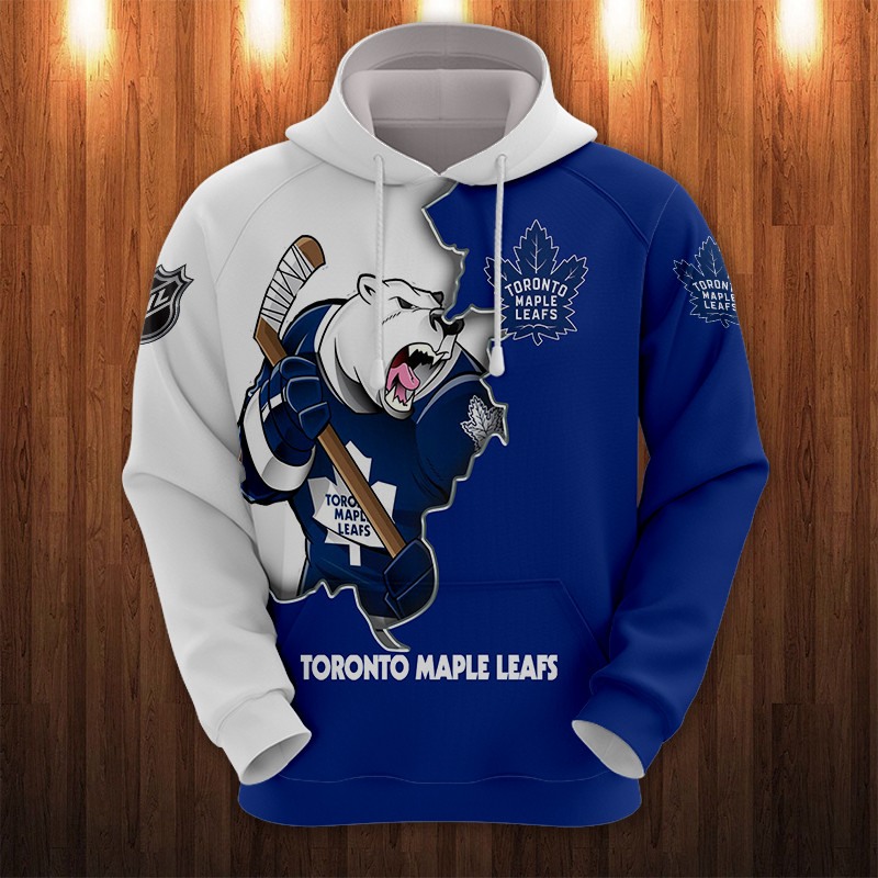 Toronto Maple Leafs Hoodie 3D Zip Hoodie 3D Cartoon Graphic Zip Hoodie for Fan