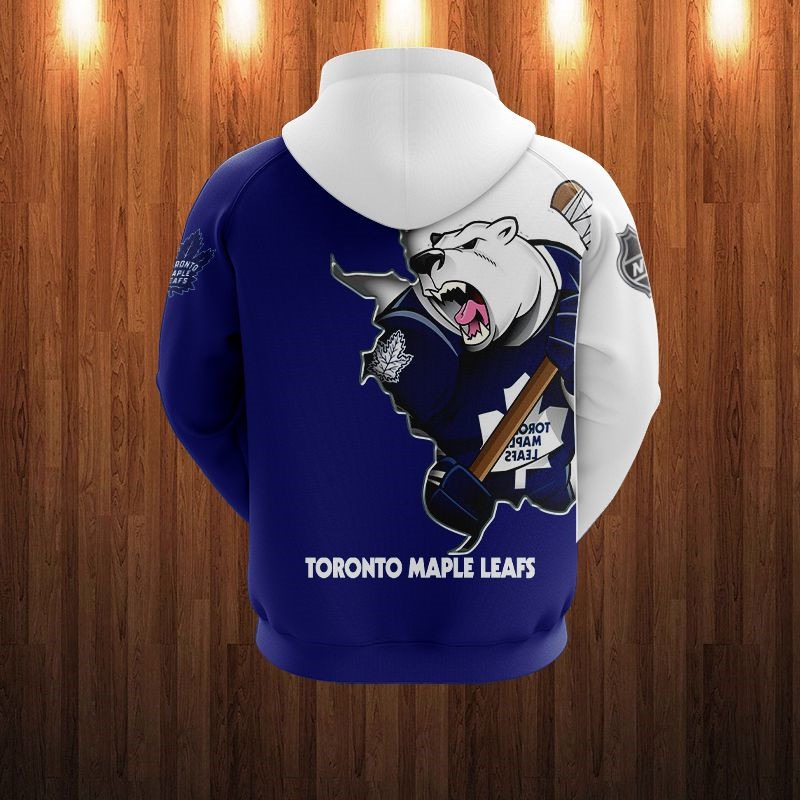 Toronto Maple Leafs Hoodie 3D Zip Hoodie 3D Cartoon Graphic Zip Hoodie for Fan - Image 2