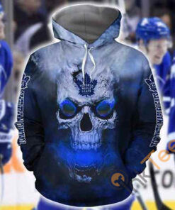 Toronto Maple Leafs Skull On Fire Hoodie 3d