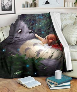 Totoro Anime Sherpa Fleece Blanket Gifts for Family, for Couple