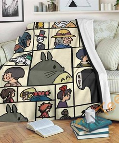 Totoro Ghibli Sherpa Fleece Blanket Gifts for Family, for Couple