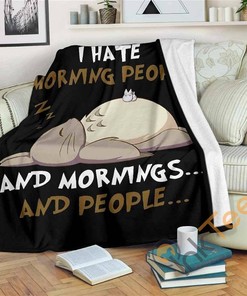 Totoro Mornings Sherpa Fleece Blanket Gifts for Family, for Couple