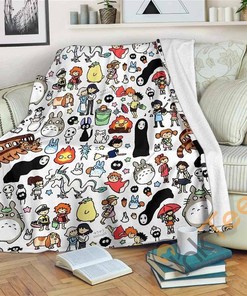 Totoro Studio Ghibli Premiums Sherpa Fleece Blanket Gifts for Family, for Couple