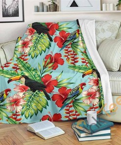 Toucan Parrot Tropical Pattern Sherpa Fleece Blanket Gifts for Family, for Couple
