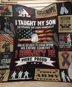 Tough My Son To Stand Up Veteran Dad And Son Quilt Blanket Bedding Set