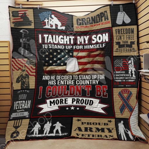 Tough My Son To Stand Up Veteran Dad And Son Quilt Blanket Bedding Set
