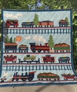 Train On Railway Quilt Blanket Bedding Set for Home Décor