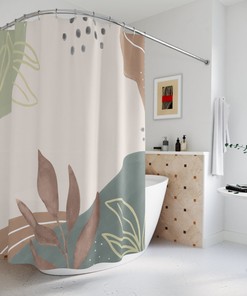 Transform Your Bathroom With Our Modern Orange Boho Abstract Flowers Shower Curtain