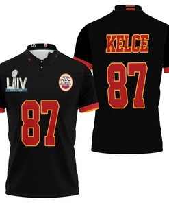 Travis Kelce 87 Kansas City Chiefs Nfl Black Jersey Inspired Style 3D All Over Print Polo Shirt