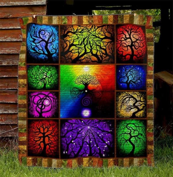 Tree Of Life Shadow Quilt Blanket Bedding Set for Home Décor