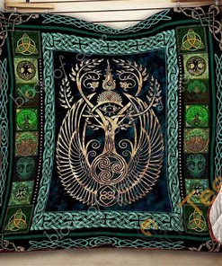 Tree Of Life – Viking Quilt Blanket Bedding Set With Pilliwcases Option For Picnic Or Home Decor